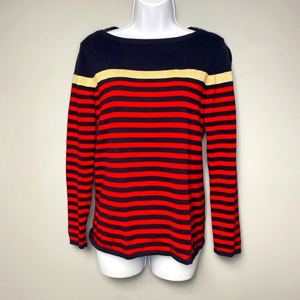 Tommy Hilfiger Striped Long Sleeve Boat‎ Neck Sweater Women's Size S